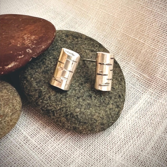 Sterling Silver Birch Bark Tree Earrings - Picture 3 of 3